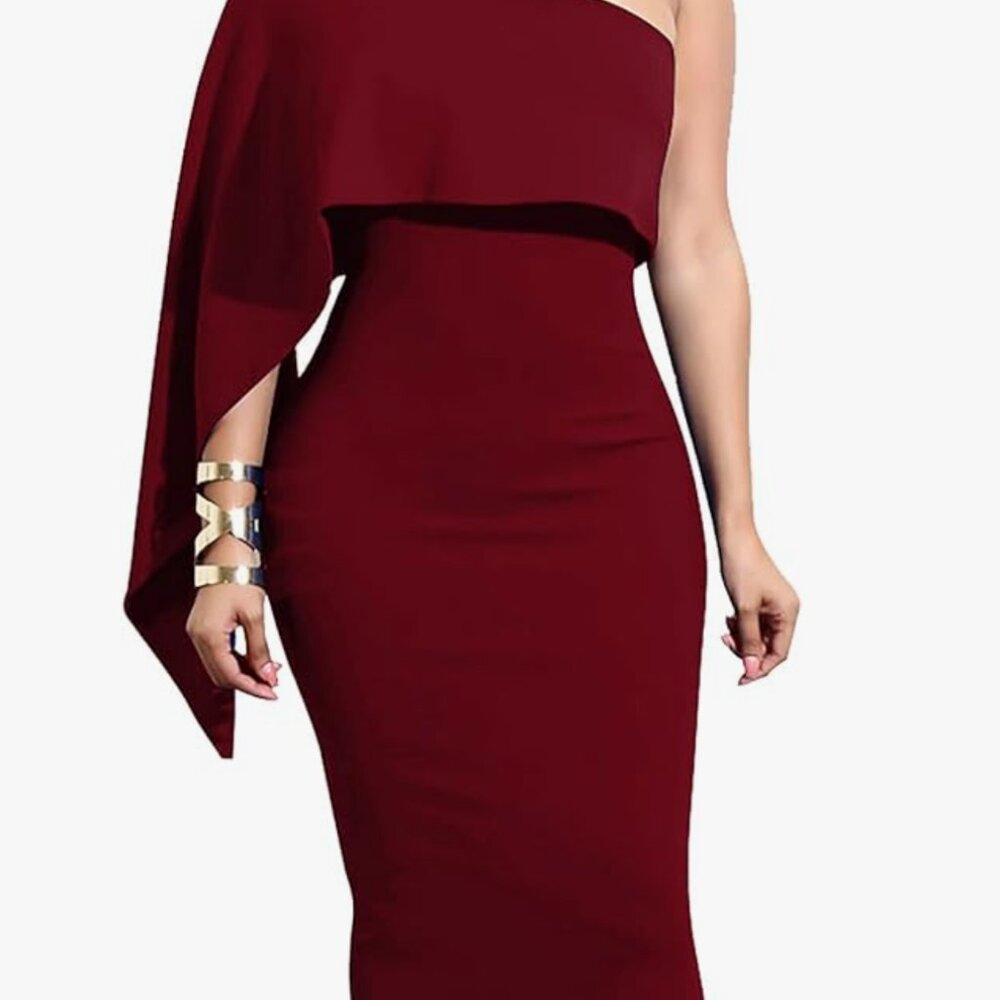 GOBLES one-shoulder ruffle midi dress